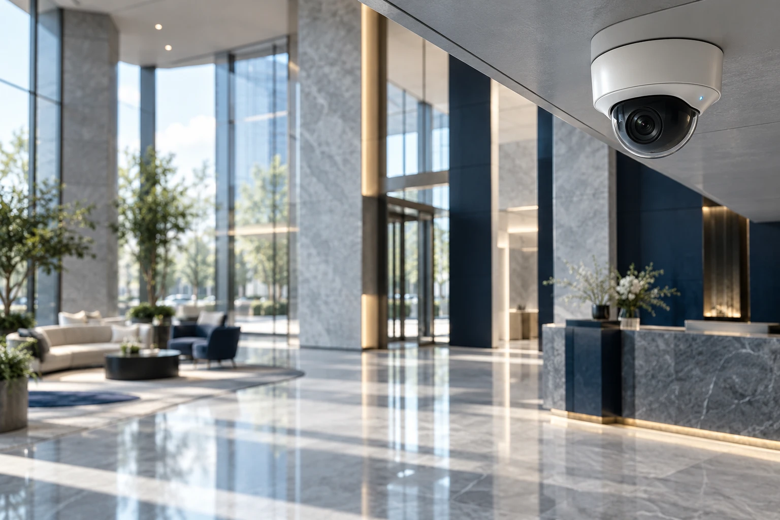Concept illustration of ai cctv for a contemporary residential building